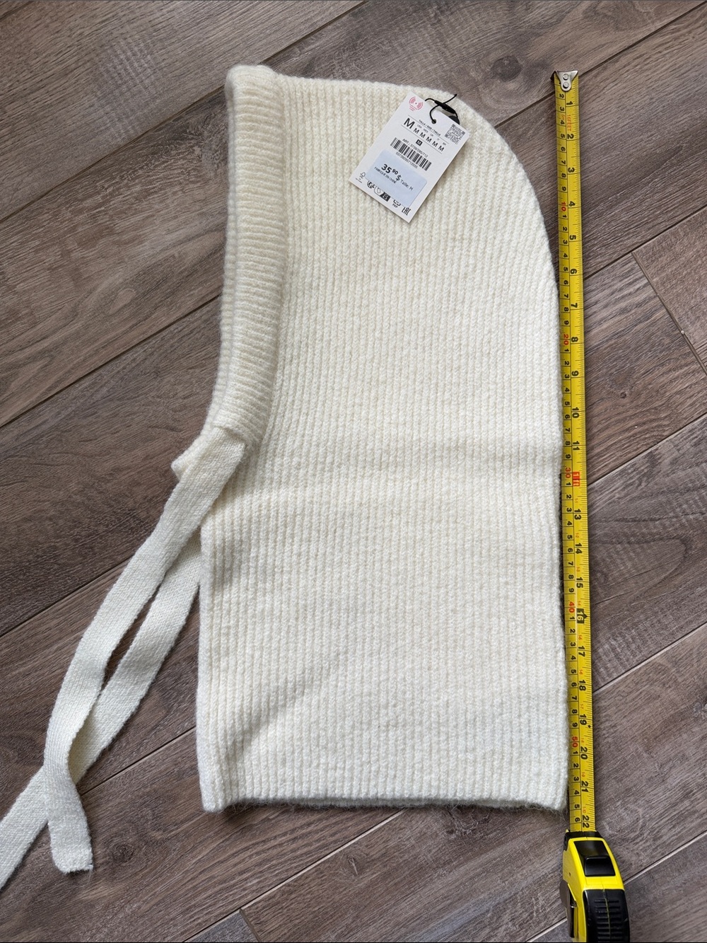 Zara Cream Ribbed Knit Balaclava Hood